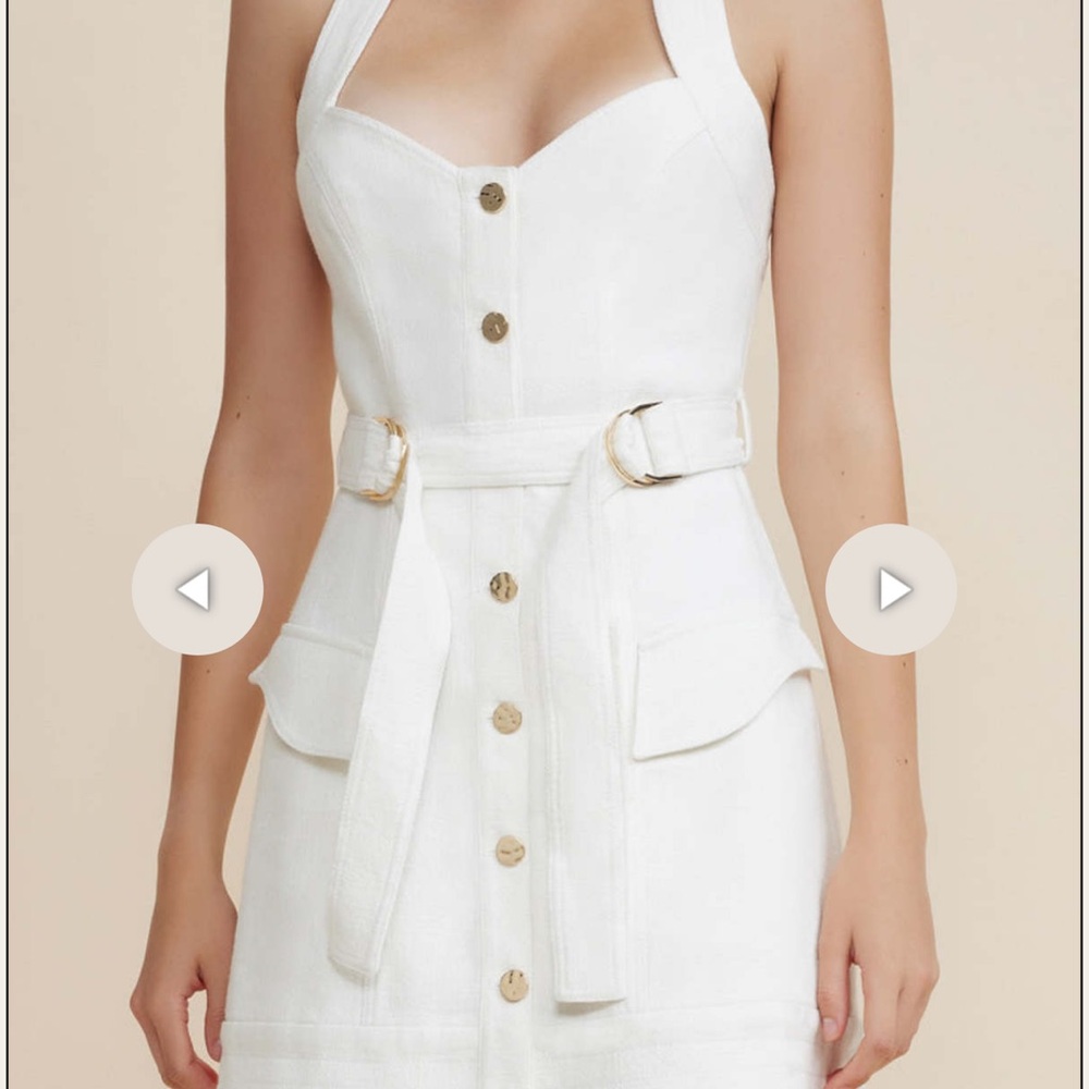 Acler White Gold Buttoned Miranda Dress